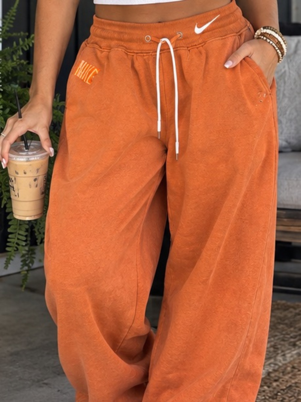 Orange Nike oversized joggers